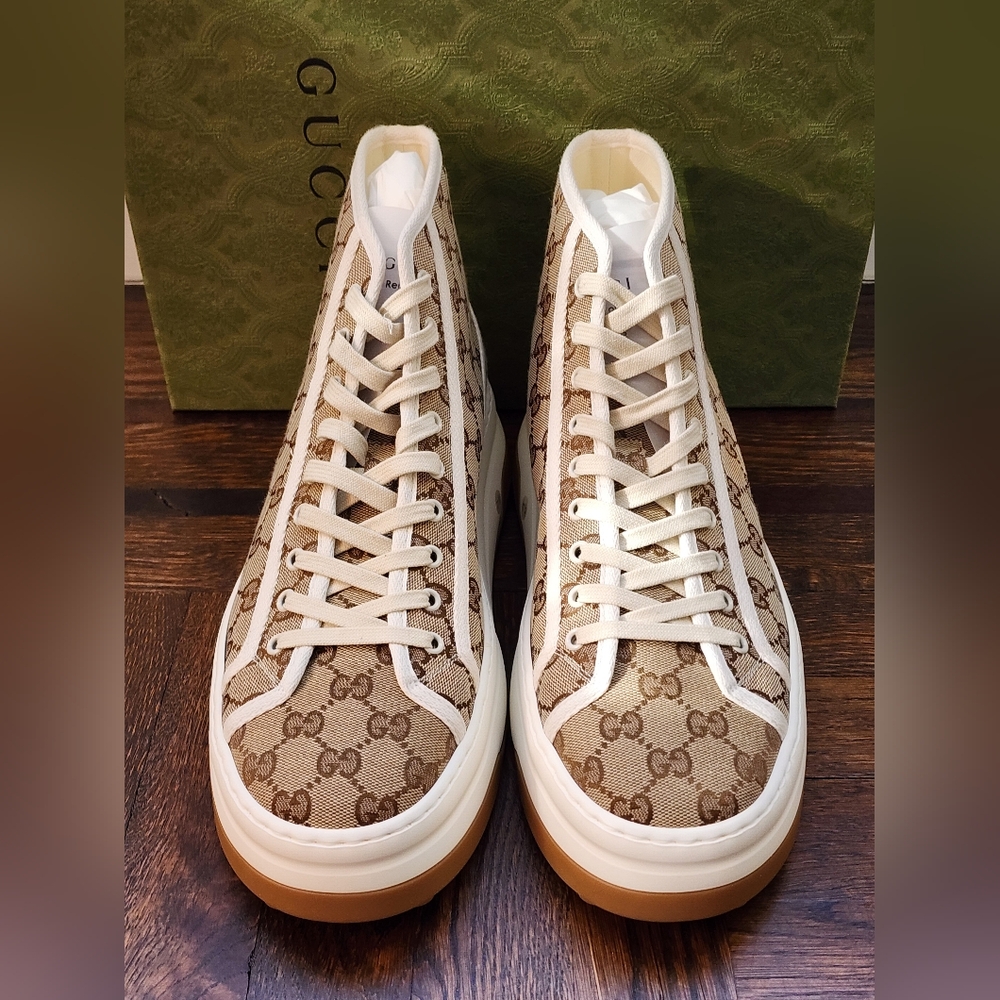 $1150 Brand New Gucci Men High Top GG Canvas Platform Sneakers G 11.5 US 12.5